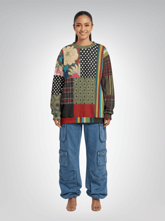 Plaid About Flowers Patchwork Unisex Sweatshirt (Gold Label)