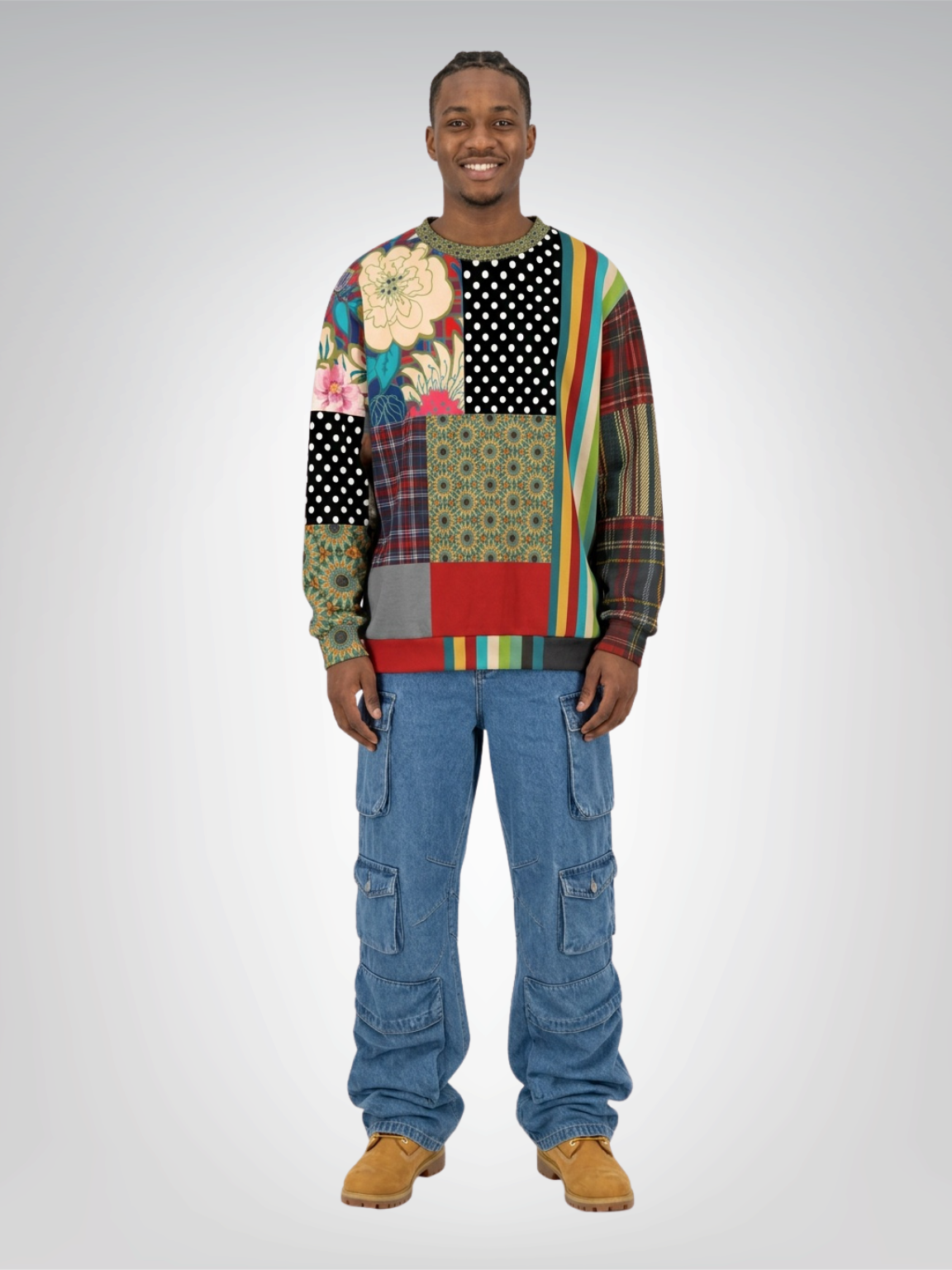 Plaid About Flowers Patchwork Unisex Sweatshirt (Gold Label)