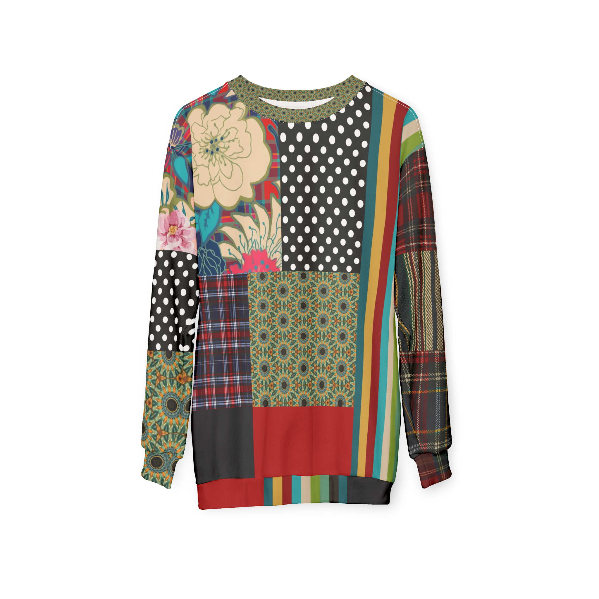 Plaid About Flowers Patchwork Unisex Sweatshirt (Gold Label)