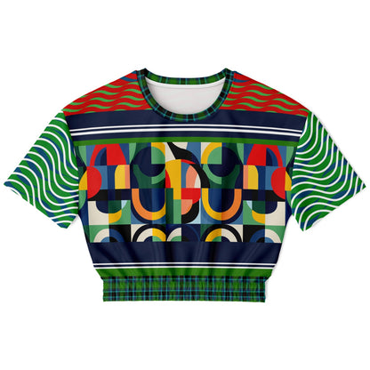 Plain Is Not My Vibe Geometric Print Eco-Poly Short Sleeve Cropped Pullover