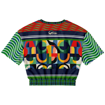 Plain Is Not My Vibe Geometric Print Eco-Poly Short Sleeve Cropped Pullover