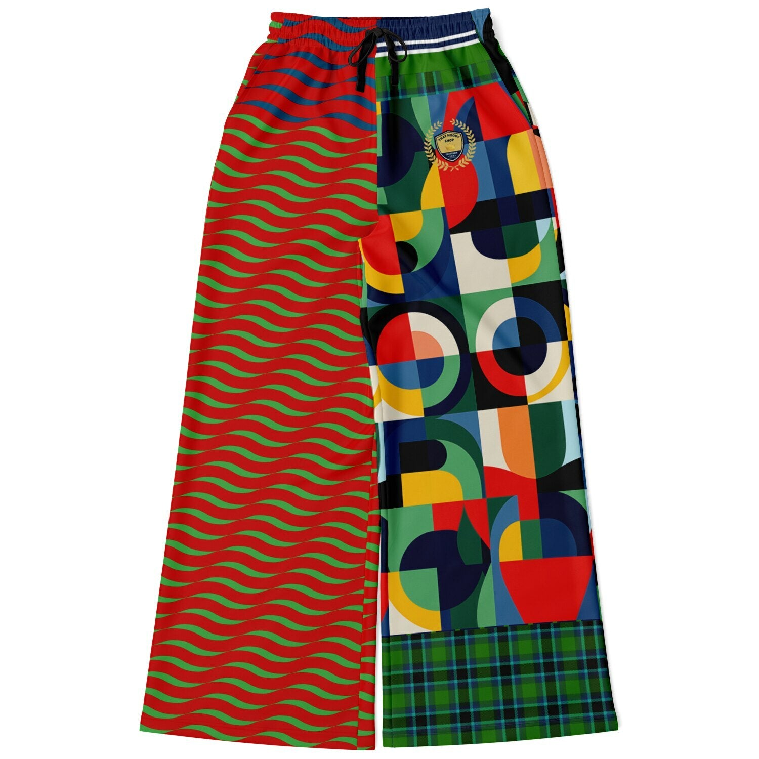 Plain is Not My Vibe Geometric Print Eco-Poly Wide Leg Pants