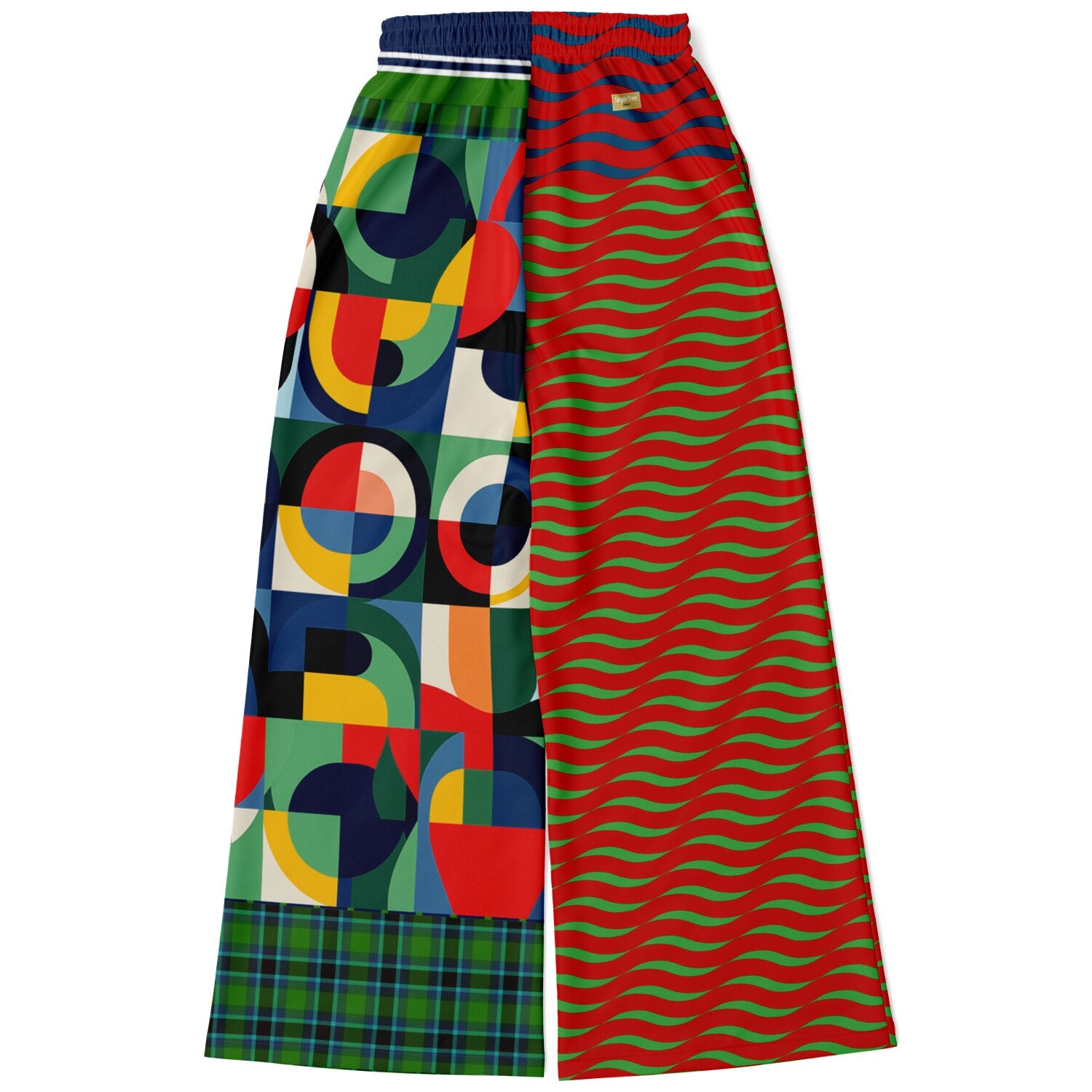 Plain is Not My Vibe Geometric Print Eco-Poly Wide Leg Pants