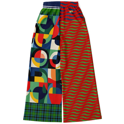 Plain is Not My Vibe Geometric Print Eco-Poly Wide Leg Pants