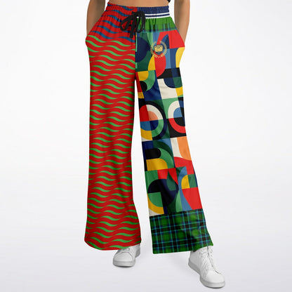 Plain is Not My Vibe Geometric Print Eco-Poly Wide Leg Pants