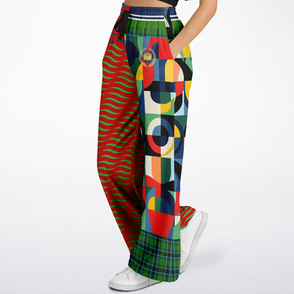 Plain is Not My Vibe Geometric Print Eco-Poly Wide Leg Pants