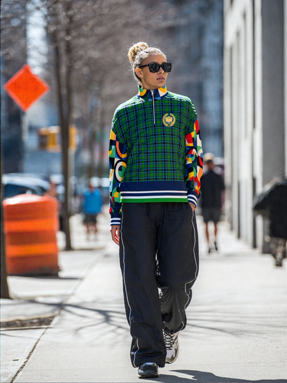 Plain is Not My Vibe Plaid Geometric Print Heavyweight Quarter Zip Unisex Pullover