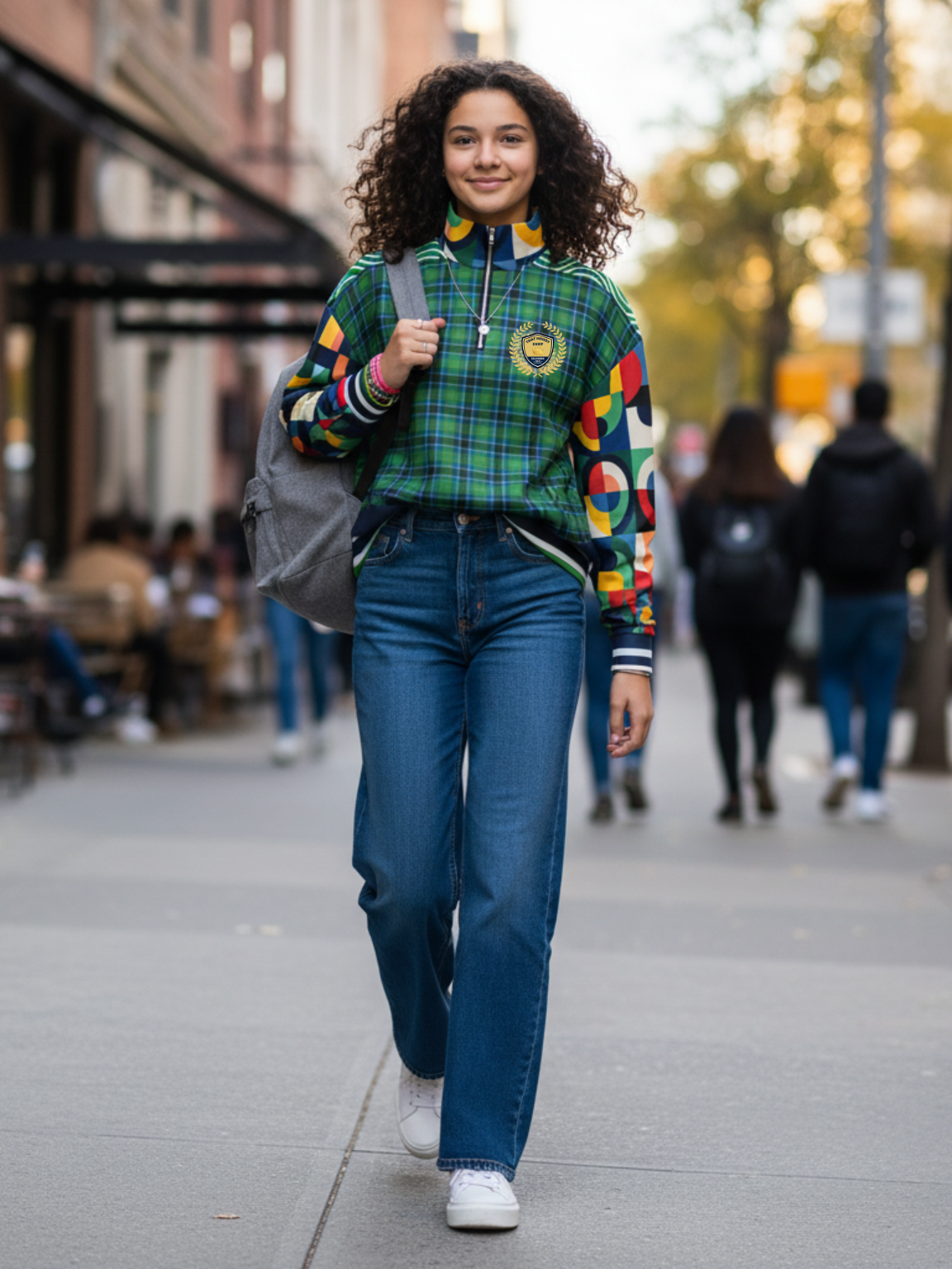 Plain is Not My Vibe Plaid Geometric Print Heavyweight Quarter Zip Unisex Pullover