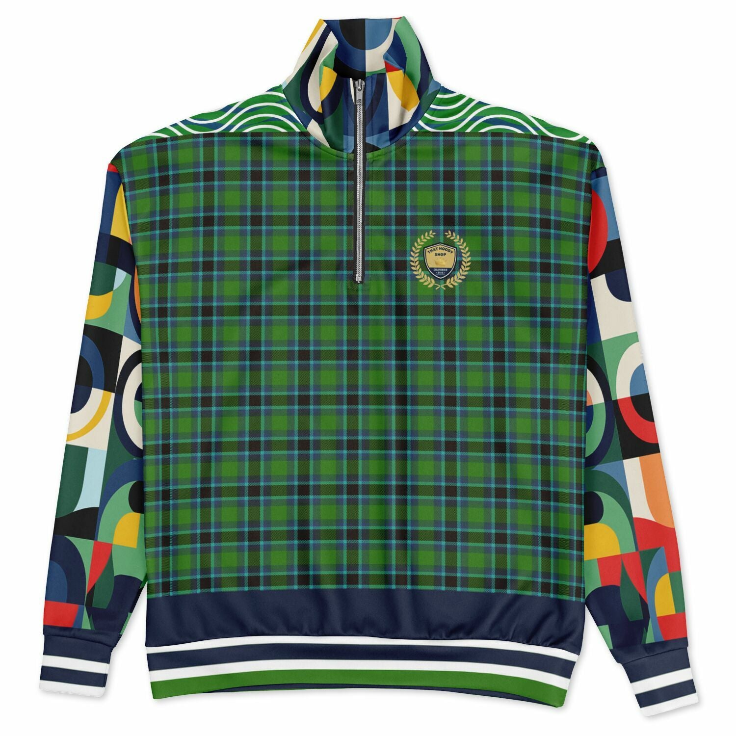 Plain is Not My Vibe Plaid Geometric Print Heavyweight Quarter Zip Unisex Pullover