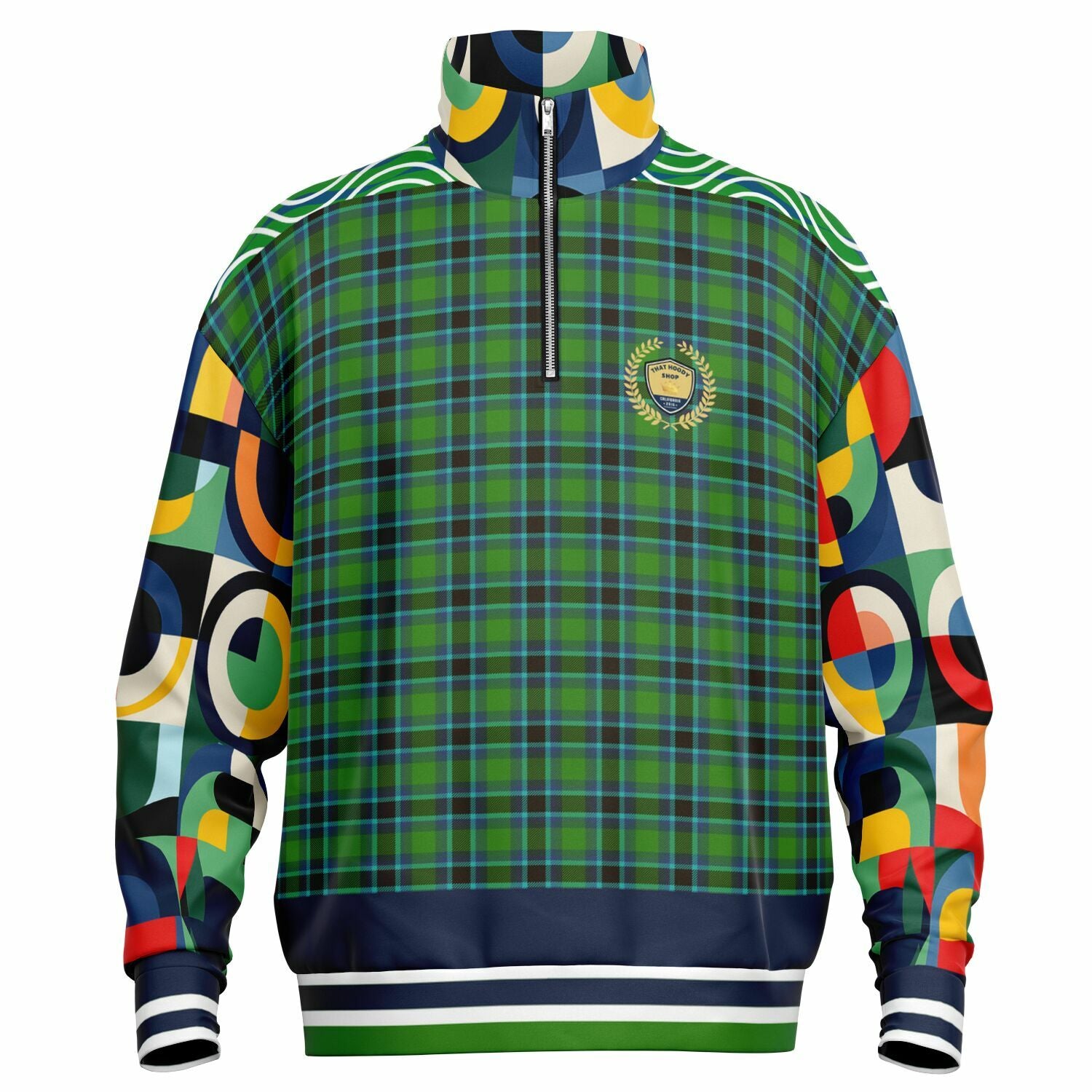 Plain is Not My Vibe Plaid Geometric Print Heavyweight Quarter Zip Unisex Pullover