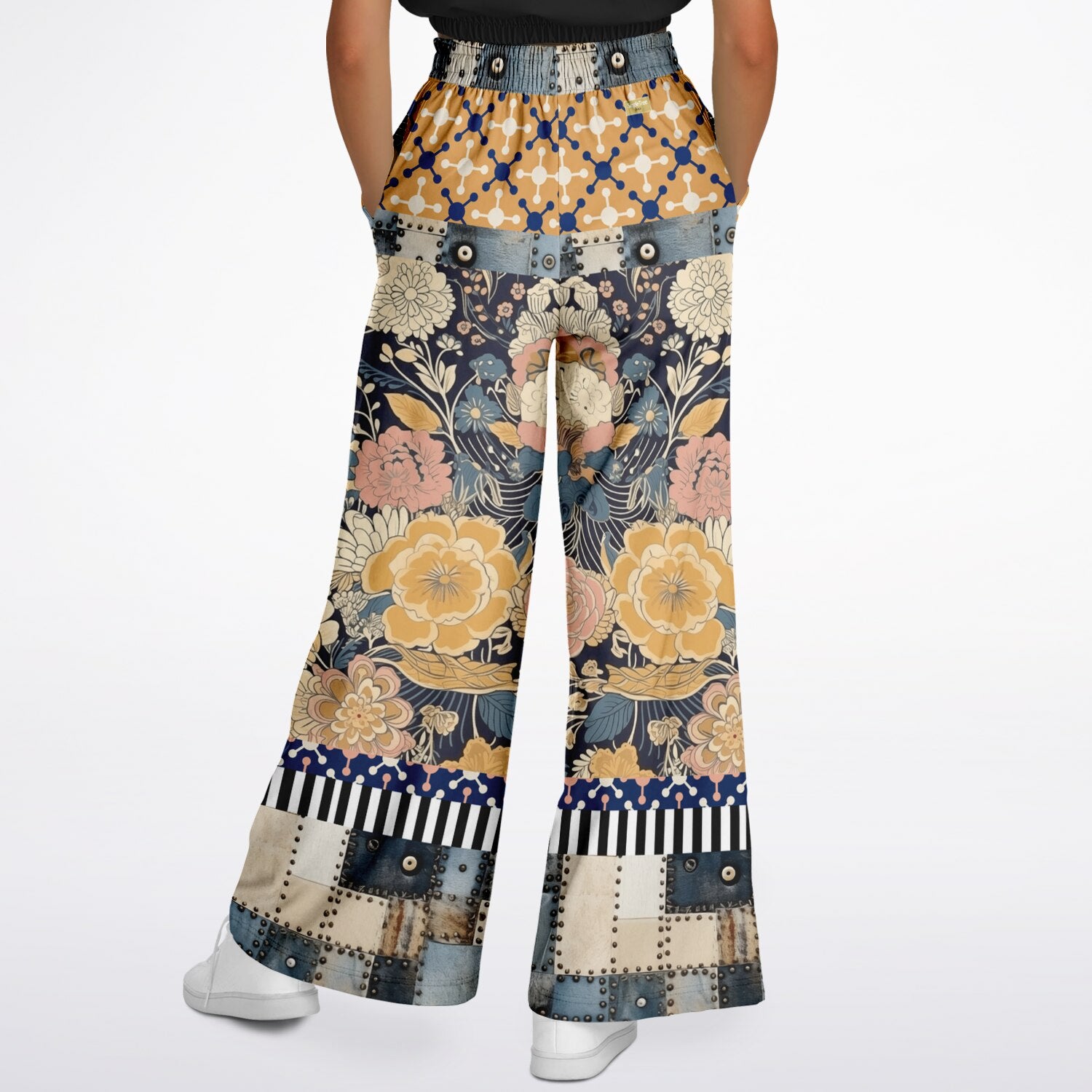 Playing Jax in Marigold Abstract Geo Eco-Poly Wide Leg Pants