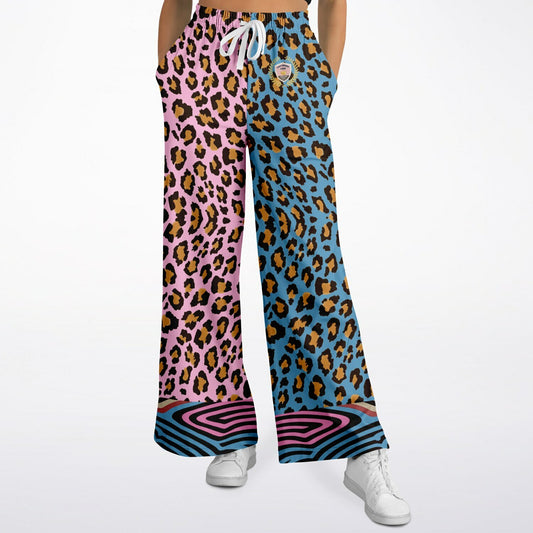 Plumed Horse Leopard Print Eco-Poly Wide Leg Pants