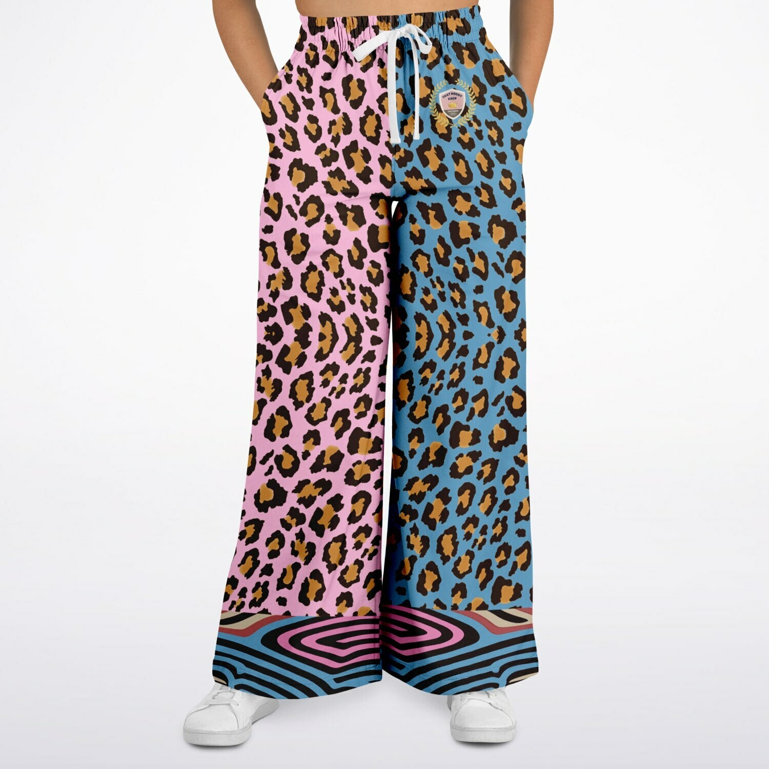 Plumed Horse Leopard Print Eco-Poly Wide Leg Pants