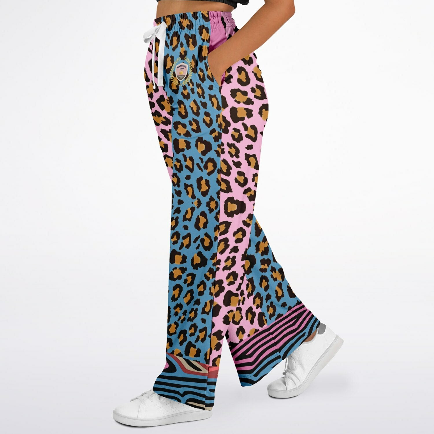 Plumed Horse Leopard Print Eco-Poly Wide Leg Pants