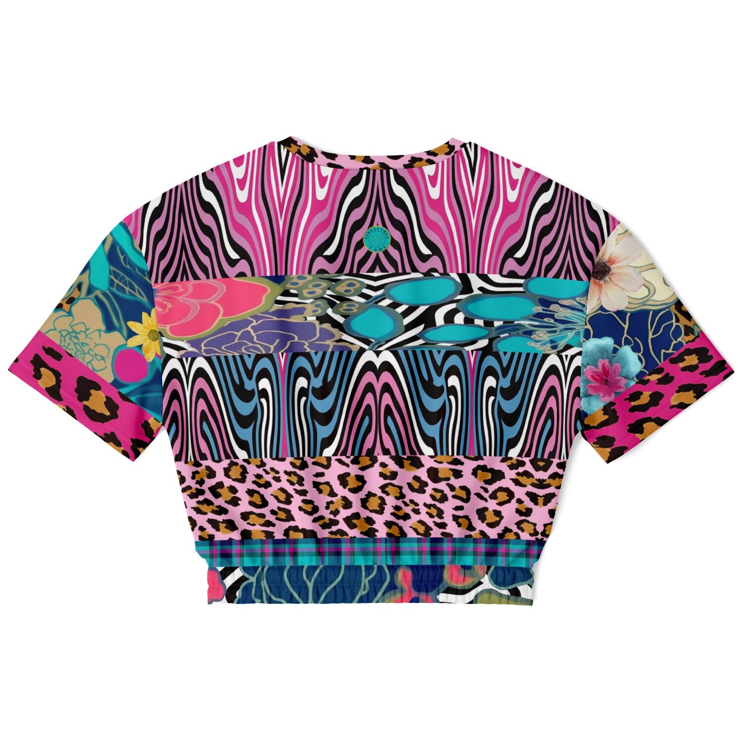 Plumed Horse Vibrant Zebra Eco-Poly Short Sleeve Cropped Pullover