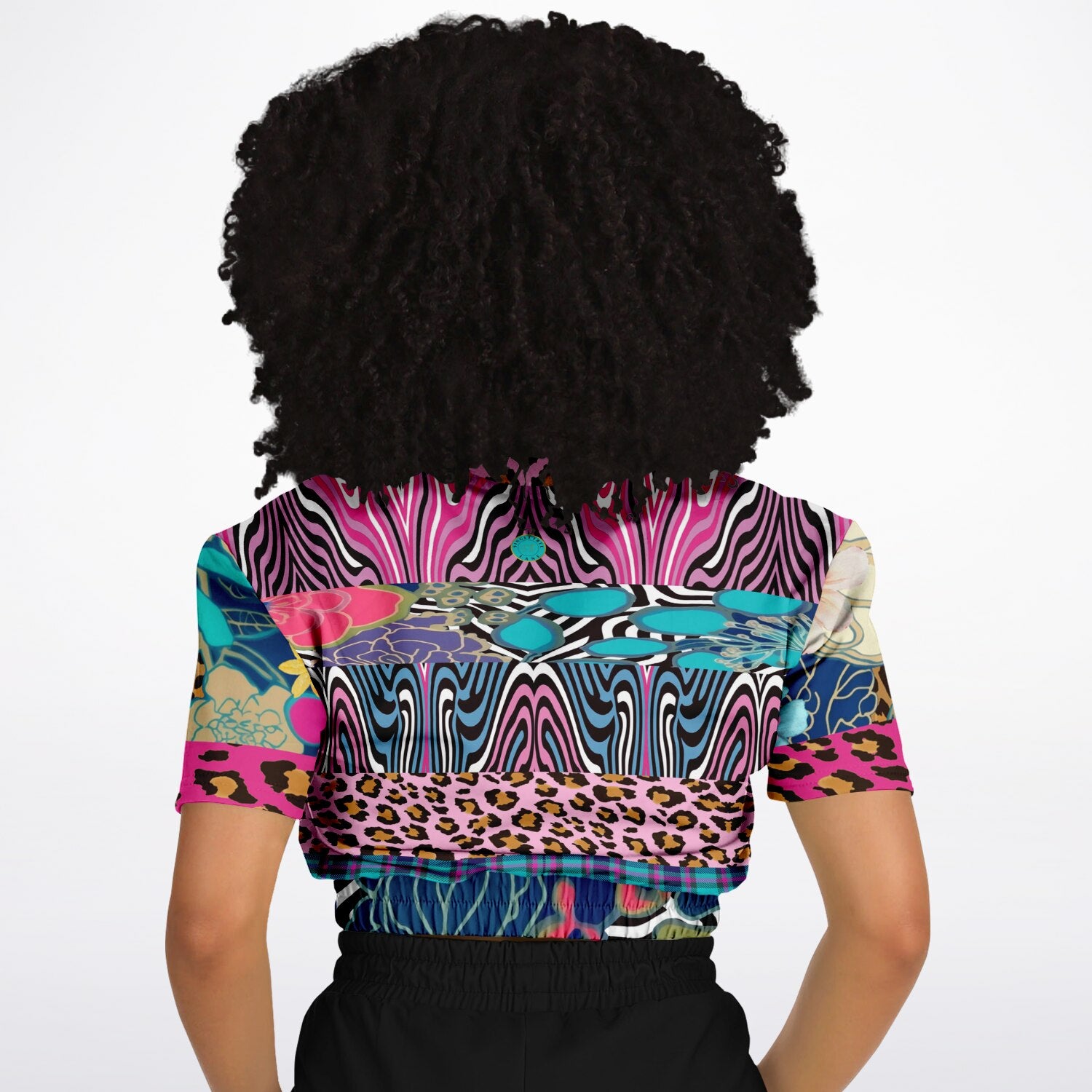 Plumed Horse Vibrant Zebra Eco-Poly Short Sleeve Cropped Pullover