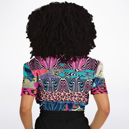 Plumed Horse Vibrant Zebra Eco-Poly Short Sleeve Cropped Pullover