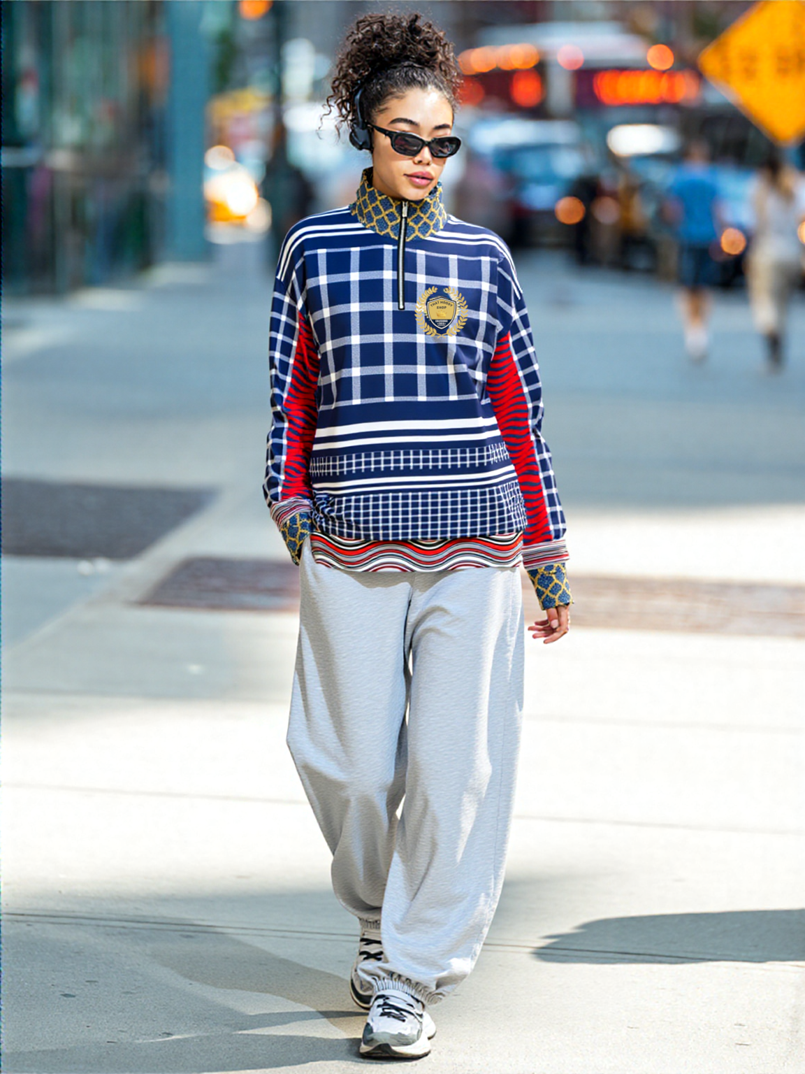 Polyamory in Red and Blue Plaid Stripe Heavyweight Quarter Zip Unisex Pullover