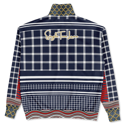 Polyamory in Red and Blue Plaid Stripe Heavyweight Quarter Zip Unisex Pullover