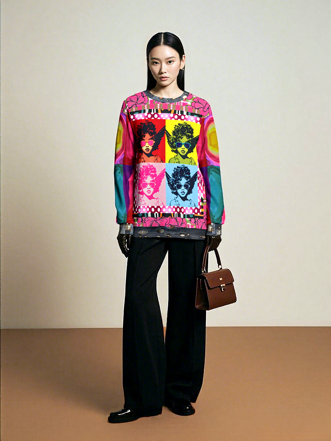 Pop Art Cherub Diva Quadriptych Unisex Sweatshirt (Gold Label)