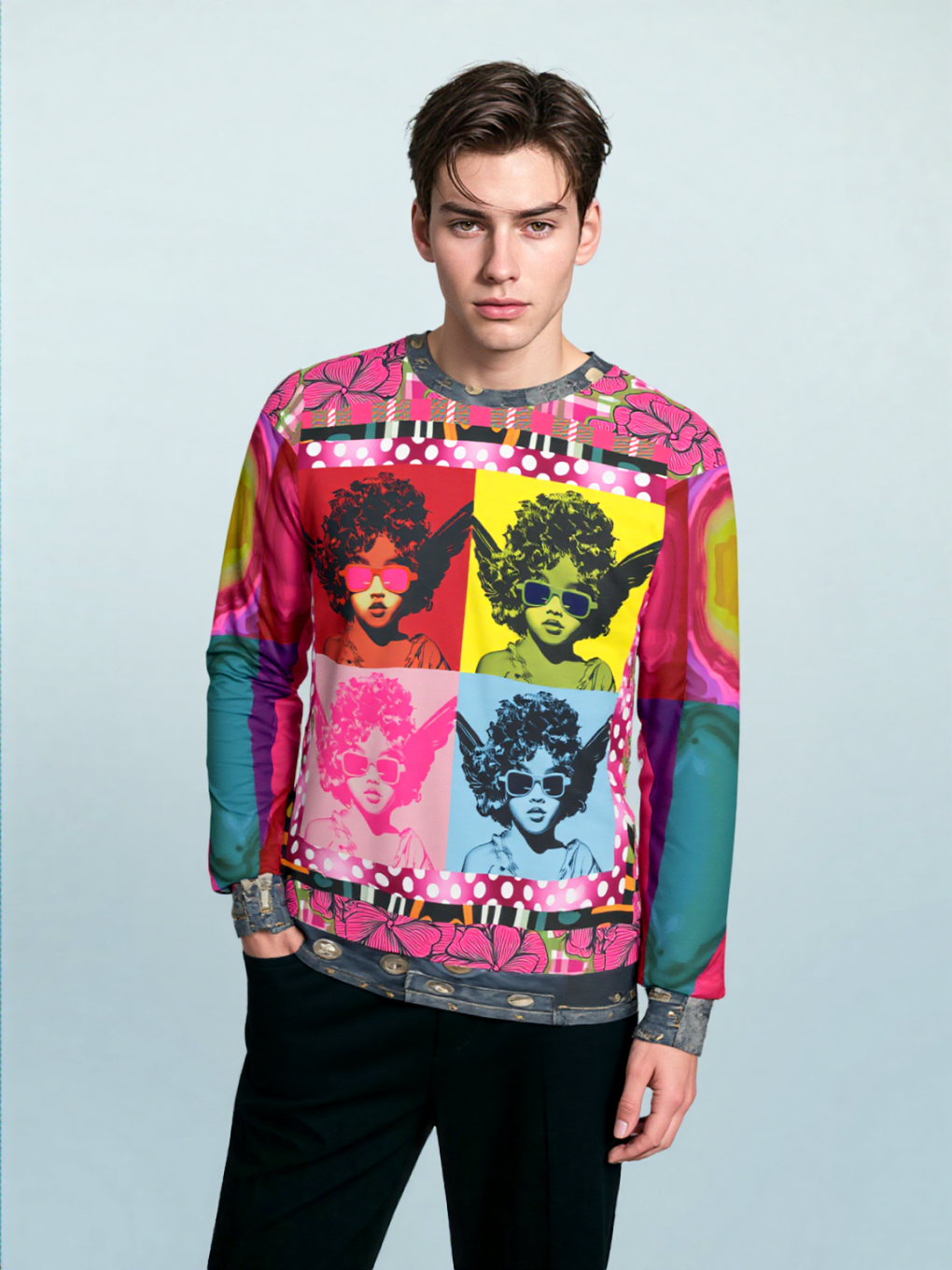 Pop Art Cherub Diva Quadriptych Unisex Sweatshirt (Gold Label)