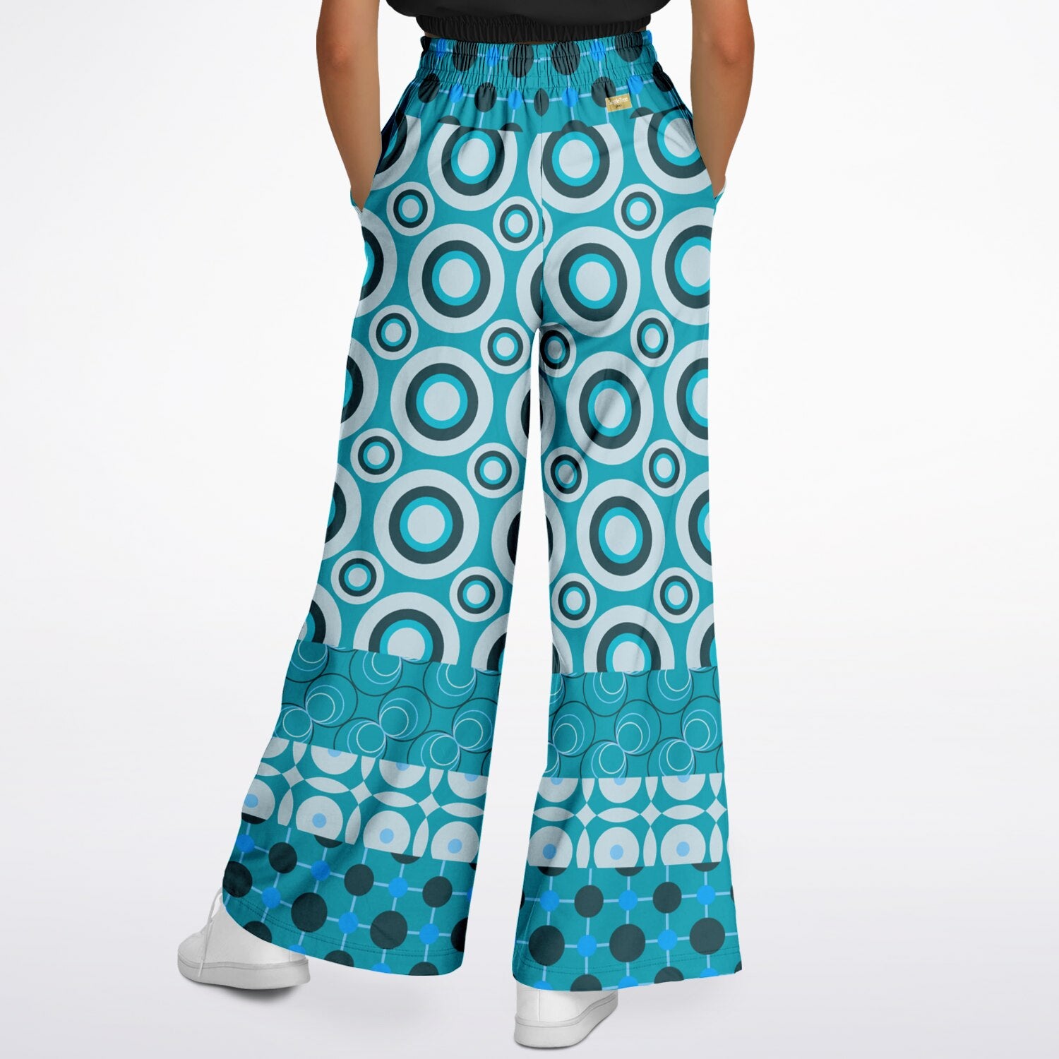 Popstar in Patchwork Circles Eco-Poly Wide Leg Pants