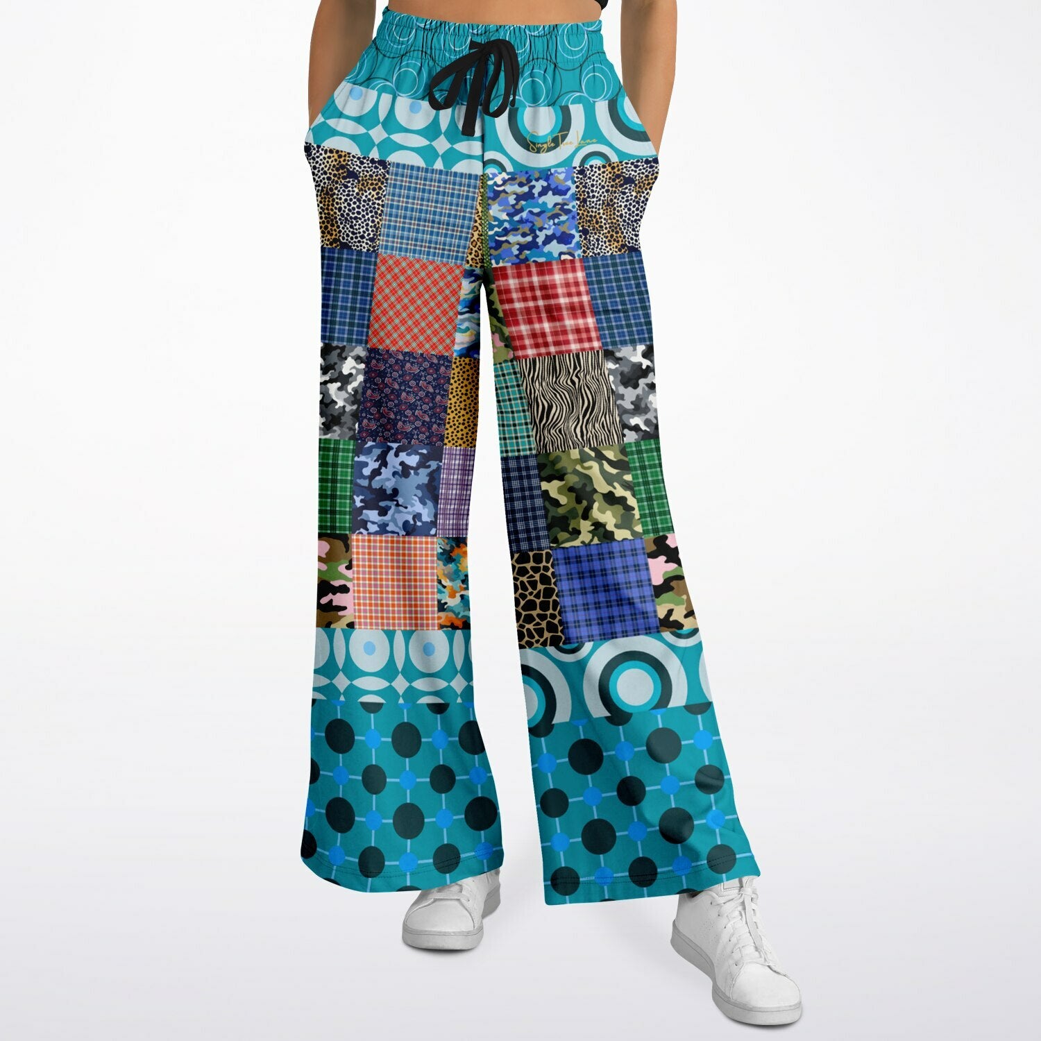 Popstar in Patchwork Fantasy Eco-Poly Wide Leg Pants