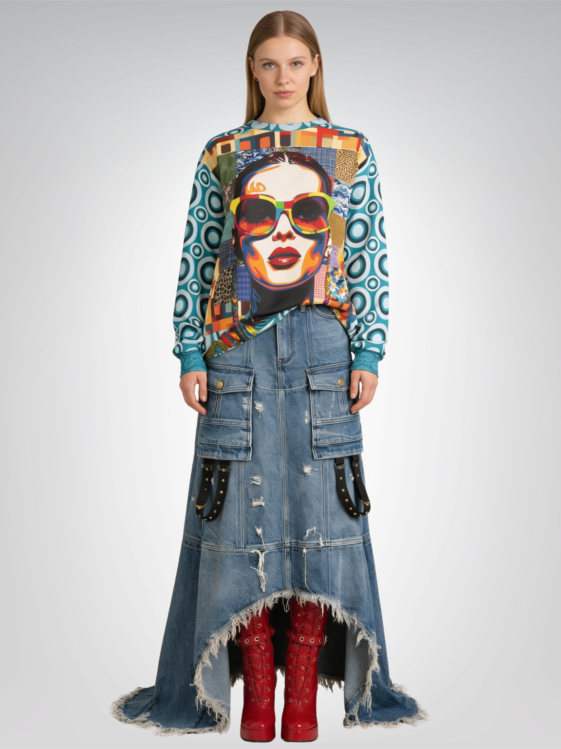 Popstar in Patchwork Fantasy Unisex Sweatshirt (Gold Label)