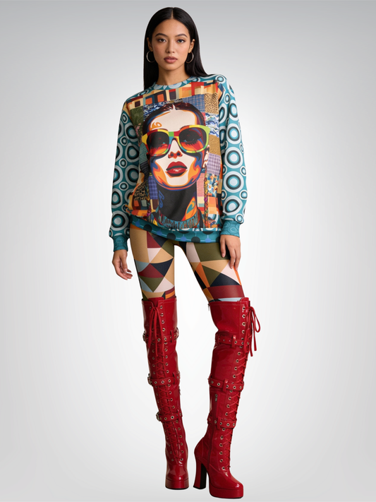 Popstar in Patchwork Fantasy Unisex Sweatshirt (Gold Label)