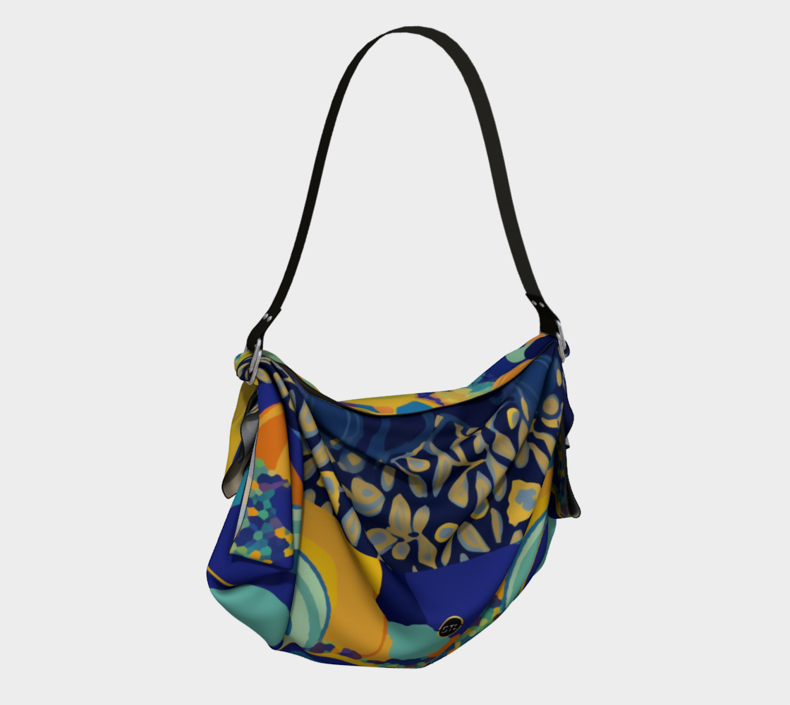 Bahamian Blue Ocean Abstract Floral Hobo  Scarf Bag