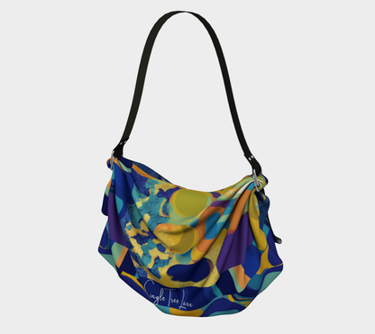 Bahamian Blue Ocean Abstract Floral Hobo  Scarf Bag
