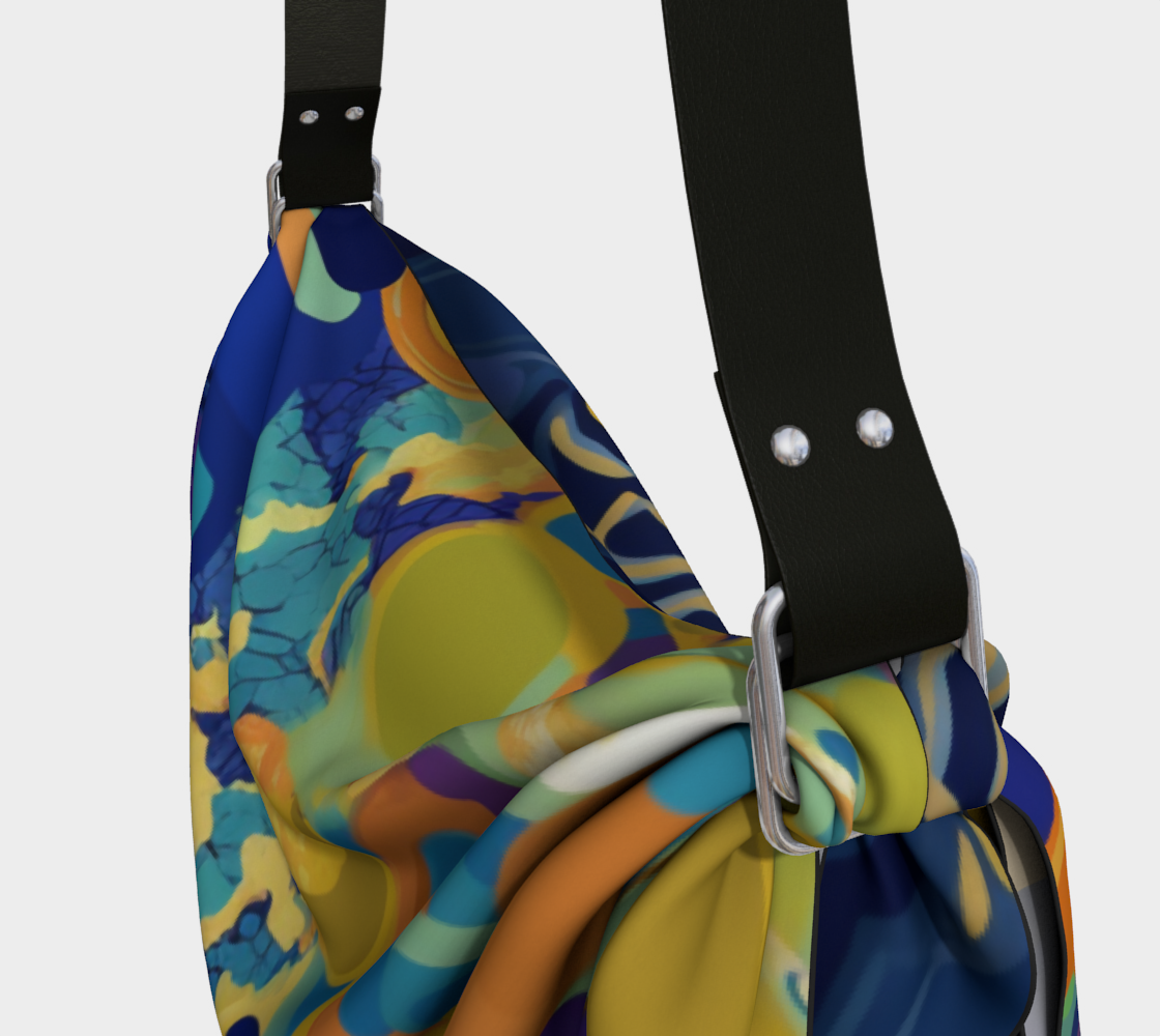 Bahamian Blue Ocean Abstract Floral Hobo  Scarf Bag