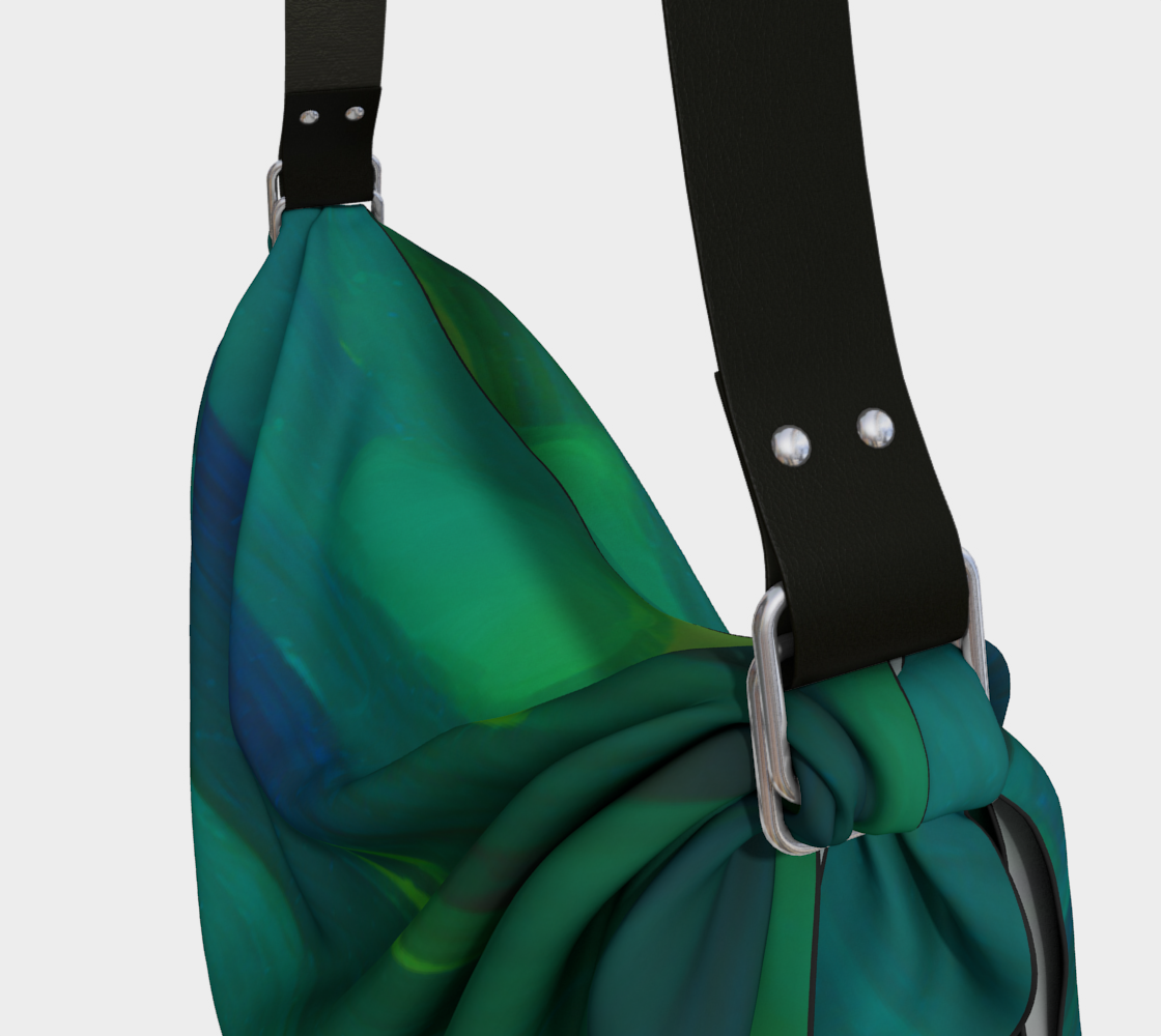 Vibrant Green Abstract Stripe Watercolor Hobo Scarf  Bag