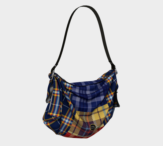 Blue Plaid Cornucopia Hobo Scarf Bag