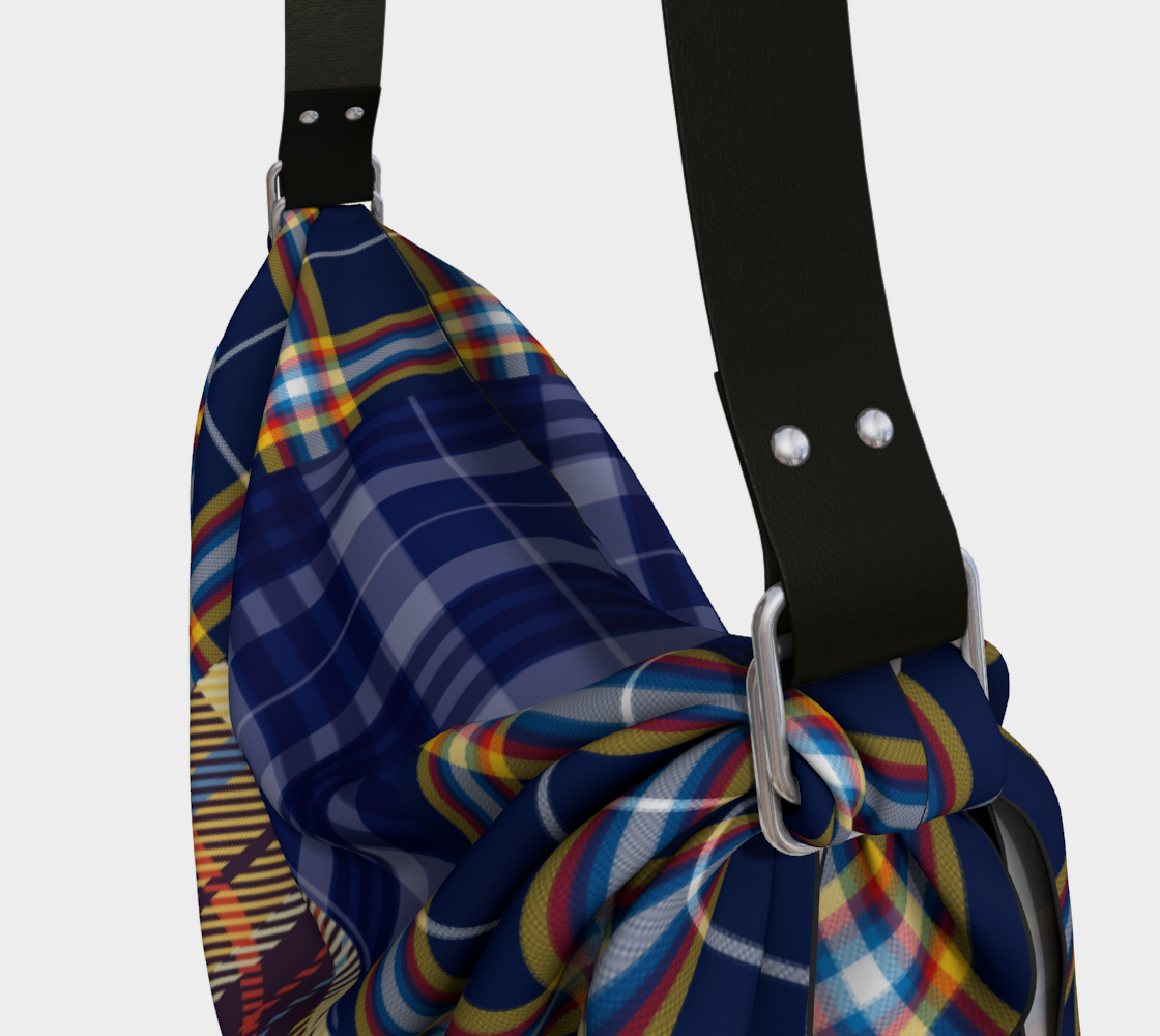 Blue Plaid Cornucopia Hobo Scarf Bag
