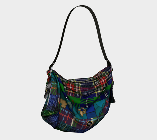 Blue Scottish Highland Plaid Hobo Scarf Bag