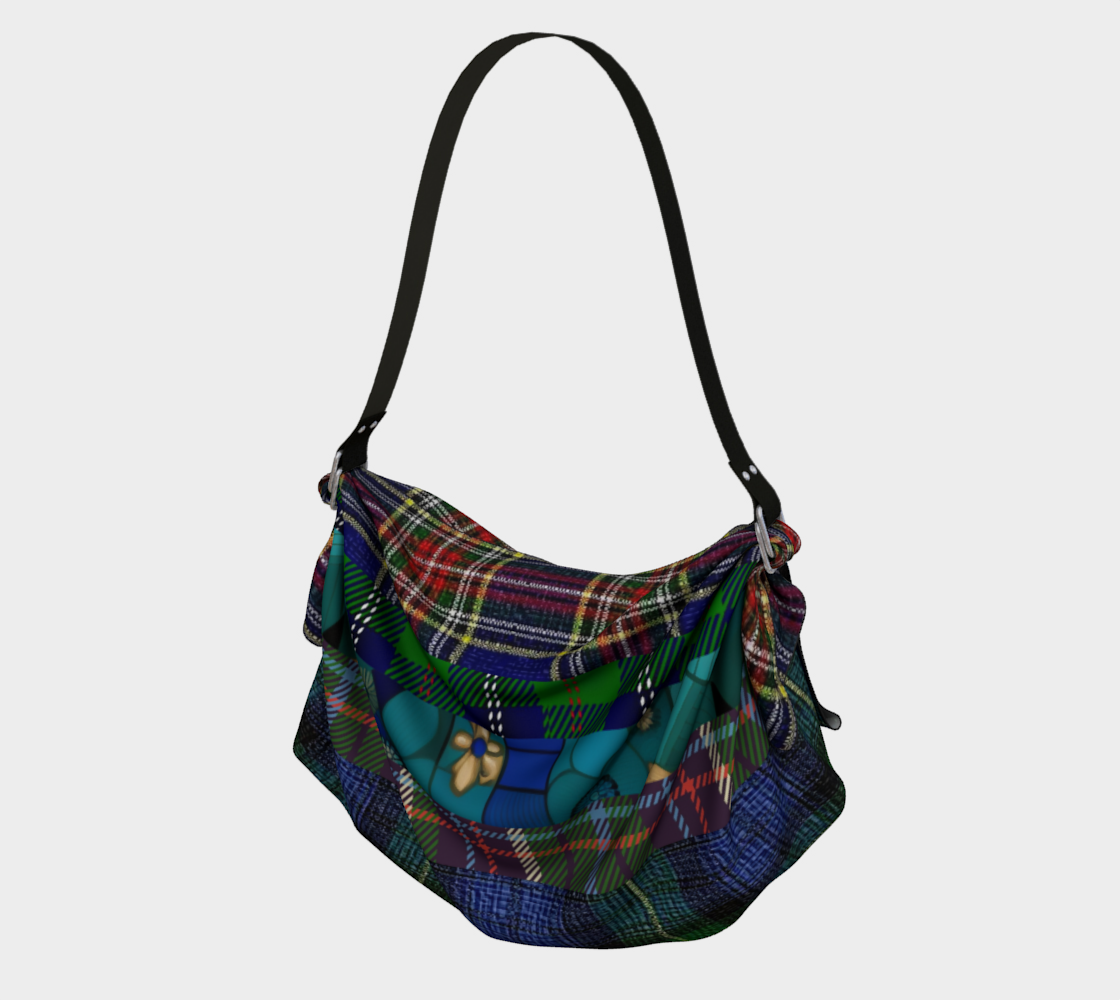 Blue Scottish Highland Plaid Hobo Scarf Bag