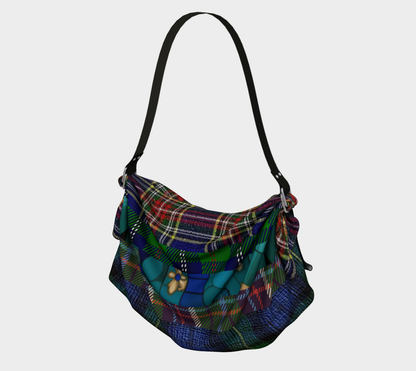 Blue Scottish Highland Plaid Hobo Scarf Bag
