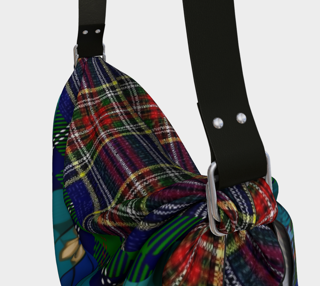 Blue Scottish Highland Plaid Hobo Scarf Bag