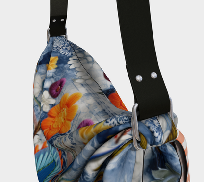 Malibu Orange Floral Denim Lace Hobo Scarf Bag