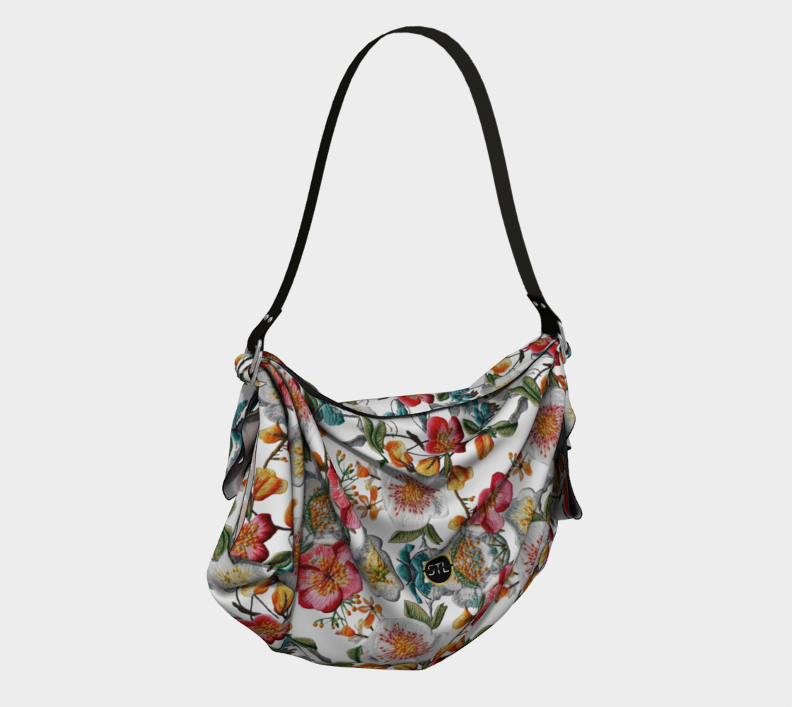 Floral Party in White Hobo Scarf Bag