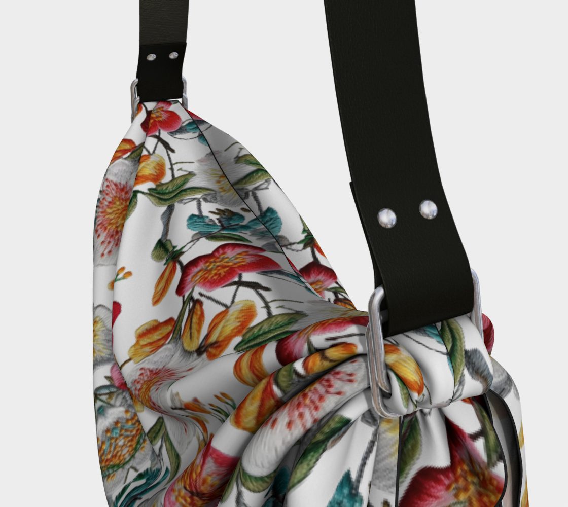 Floral Party in White Hobo Scarf Bag