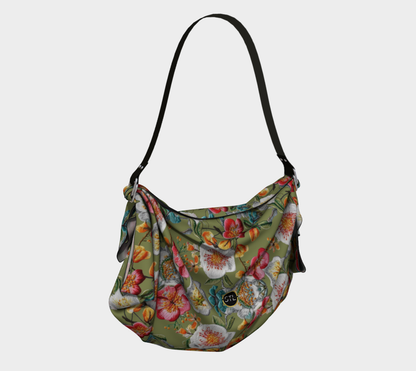 Floral Party in Green Hobo Scarf Bag
