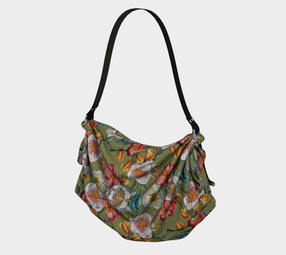 Floral Party in Green Hobo Scarf Bag