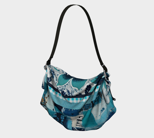 Turquoise Slapstick Patchwork Hobo Scarf Bag
