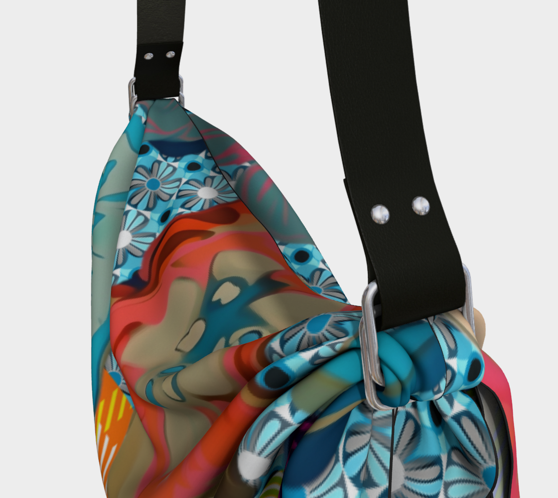 Orange Rainforest Floral Plaid Hobo Scarf Bag