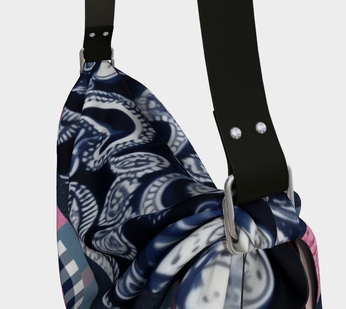 Pink Topeka Denim Bandana Print Hobo Scarf Bag