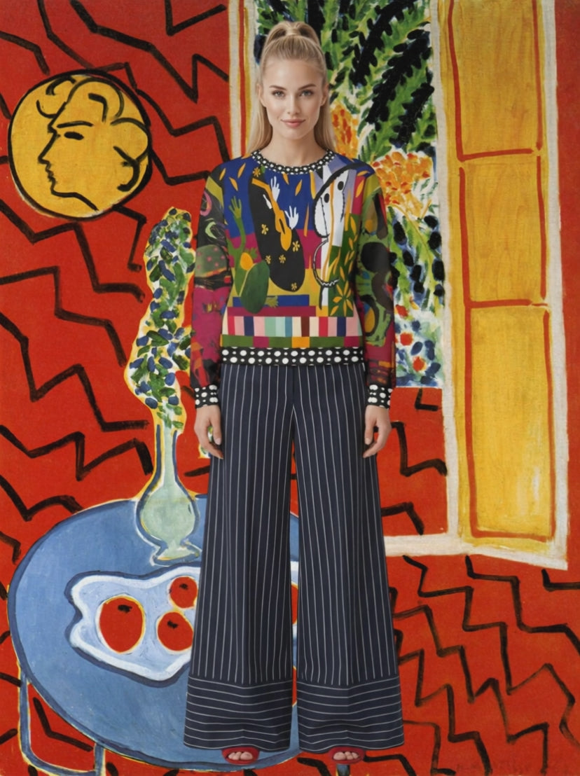 Reminiscent of a Life Colorblock Cropped Sweatshirt (Gold Label)