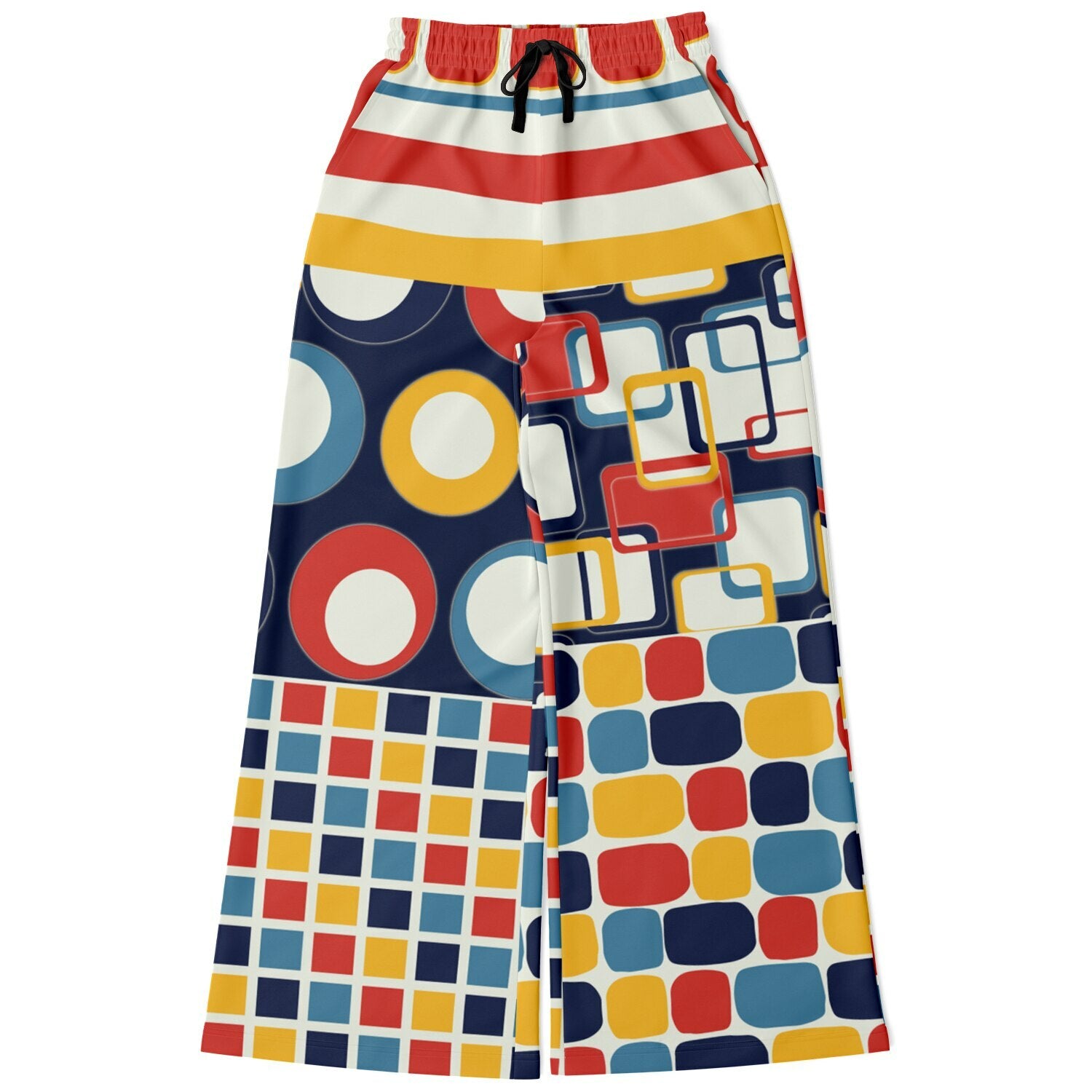 Primary Skool Geometric Print Eco-Poly Wide Leg Pants