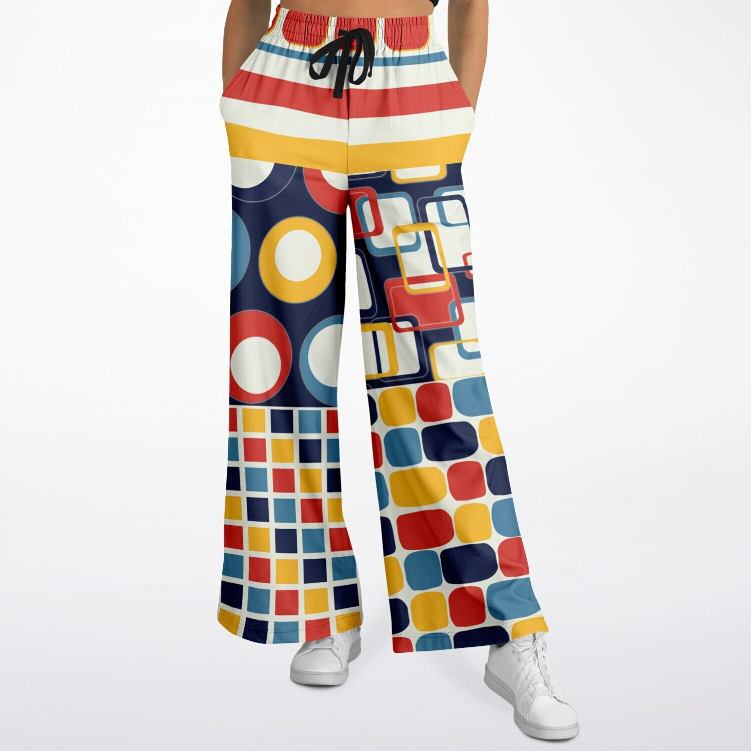 Primary Skool Geometric Print Eco-Poly Wide Leg Pants